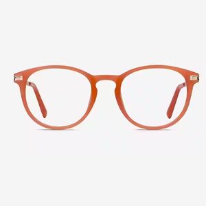 Women’s coral orange round small prescription glasses eyeglasses plastic metal